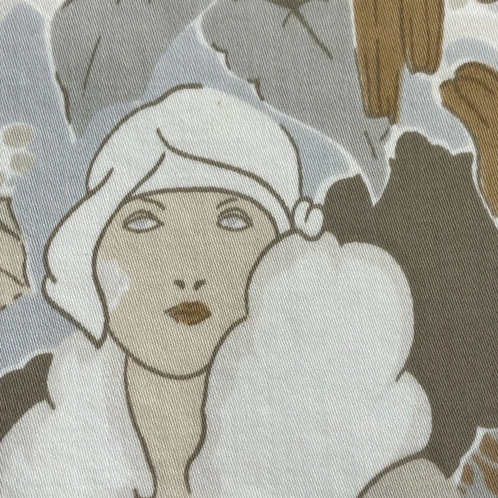 Vintage Cushion Cover 1970s Illustration Handmade Brown White Floral Women Home